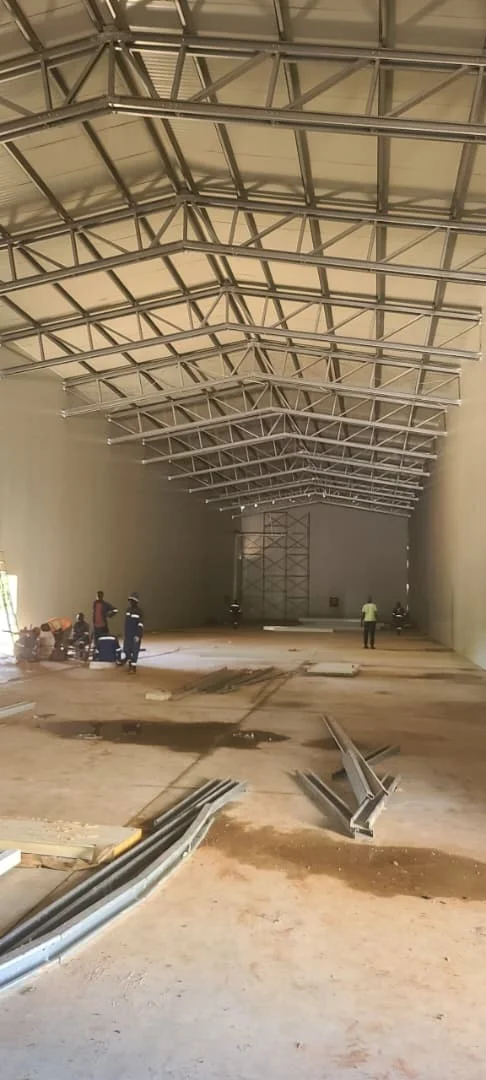 Warehouse lighting and power supply installation